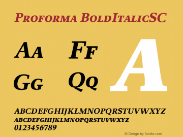 Proforma BoldItalicSC Version 001.000 Font Sample