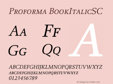 Proforma BookItalicSC Version 001.000 Font Sample