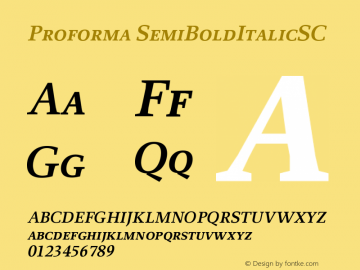 Proforma SemiBoldItalicSC Version 001.000 Font Sample