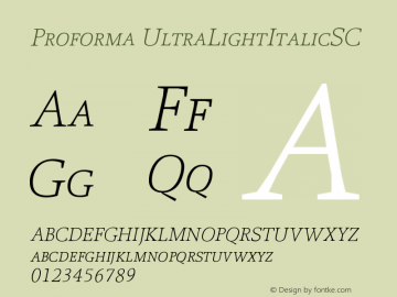 Proforma UltraLightItalicSC Version 001.000图片样张