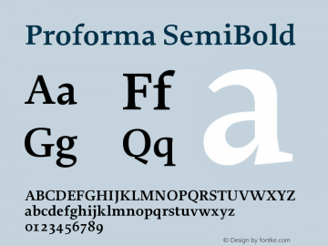 Proforma SemiBold Version 001.000 Font Sample