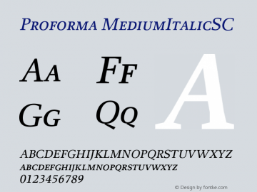 Proforma MediumItalicSC Version 001.000 Font Sample