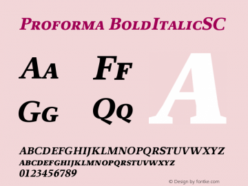 Proforma BoldItalicSC Version 001.000 Font Sample