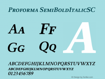 Proforma SemiBoldItalicSC Version 001.000 Font Sample