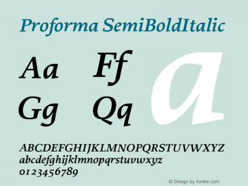 Proforma SemiBoldItalic Version 001.000 Font Sample