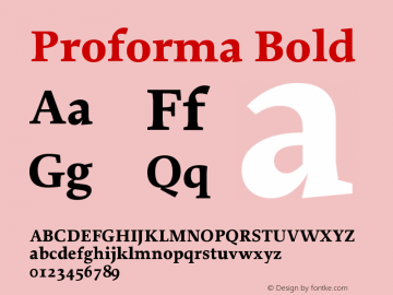 Proforma Bold Version 001.000 Font Sample