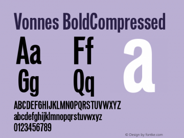 Vonnes BoldCompressed Version 001.000 Font Sample