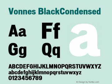 Vonnes BlackCondensed Version 001.000 Font Sample