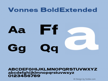 Vonnes BoldExtended Version 001.000 Font Sample
