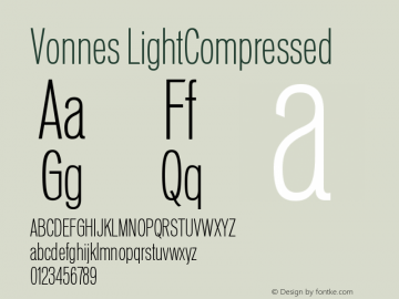 Vonnes LightCompressed Version 001.000 Font Sample