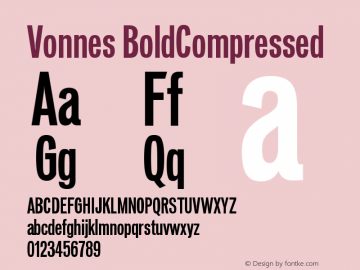 Vonnes BoldCompressed Version 001.000 Font Sample