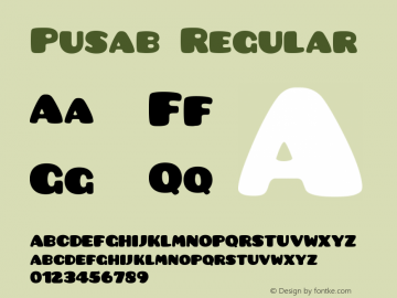 Pusab Regular Version 1.000;PS 001.000;hotconv 1.0.38 Font Sample