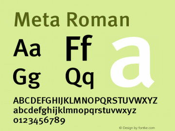 Meta Roman Version 004.301 Font Sample