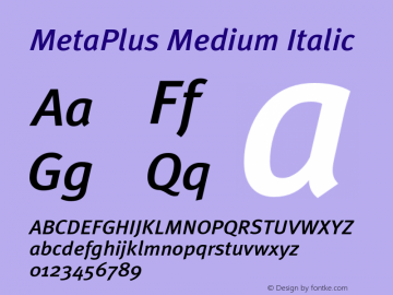 MetaPlus Medium Italic 001.000 Font Sample