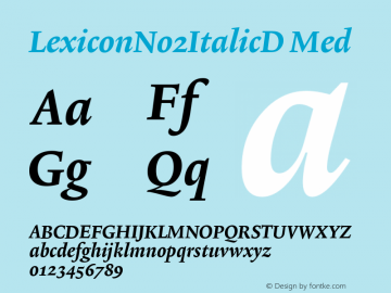 LexiconNo2ItalicD Med Version 001.000 Font Sample