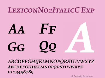 LexiconNo2ItalicC Exp Version 001.000 Font Sample