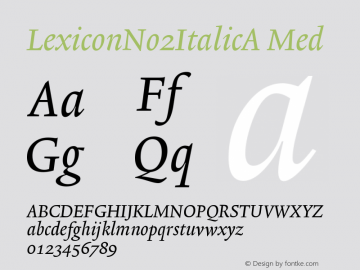 LexiconNo2ItalicA Med Version 001.000 Font Sample