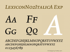 LexiconNo2ItalicA Exp Version 001.000 Font Sample