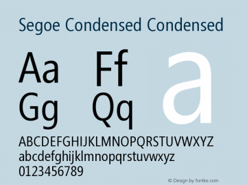 Segoe Condensed Condensed Version 001.000图片样张