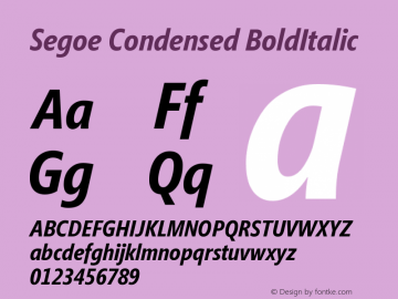 Segoe Condensed BoldItalic Version 001.000图片样张