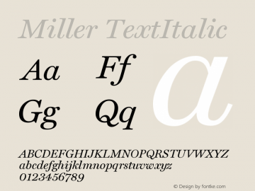 Miller TextItalic Version 001.000 Font Sample