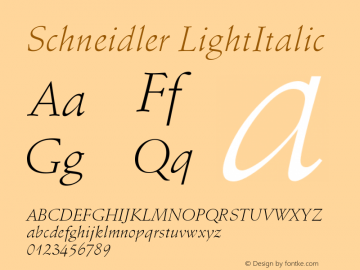 Schneidler LightItalic Version 003.001图片样张