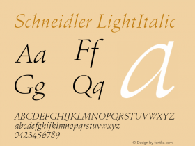 Schneidler LightItalic Version 003.001 Font Sample