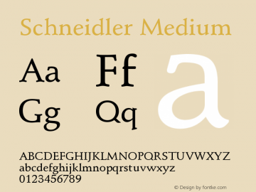 Schneidler Medium Version 003.001 Font Sample