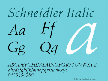 Schneidler Italic Version 003.001图片样张
