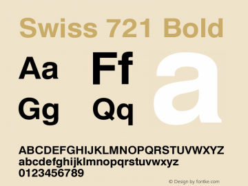 Swiss 721 Bold Version 003.001 Font Sample