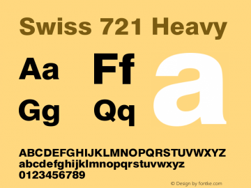 Swiss 721 Heavy Version 003.001 Font Sample