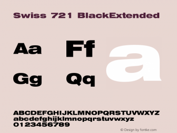 Swiss 721 BlackExtended Version 003.001 Font Sample