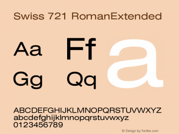 Swiss 721 RomanExtended Version 003.001 Font Sample