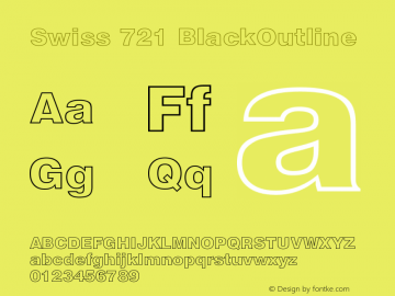 Swiss 721 BlackOutline Version 003.001 Font Sample