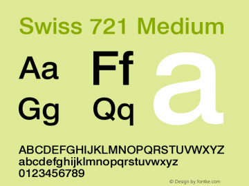 Swiss 721 Medium Version 003.001 Font Sample