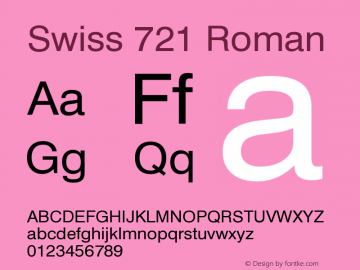 Swiss 721 Roman Version 003.001 Font Sample