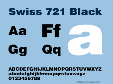 Swiss 721 Black Version 003.001 Font Sample