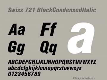 Swiss 721 BlackCondensedItalic Version 003.001图片样张