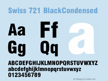 Swiss 721 BlackCondensed Version 003.001 Font Sample