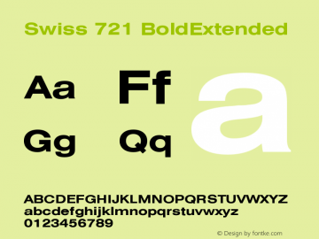 Swiss 721 BoldExtended Version 003.001 Font Sample