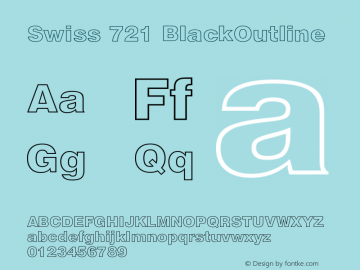 Swiss 721 BlackOutline Version 003.001 Font Sample