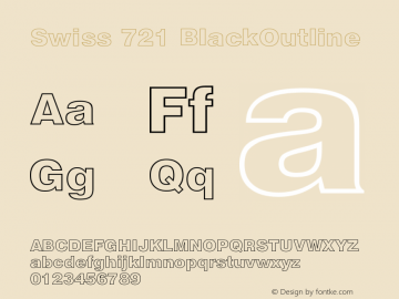 Swiss 721 BlackOutline Version 003.001 Font Sample