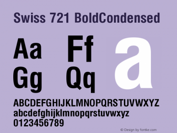 Swiss 721 BoldCondensed Version 003.001 Font Sample