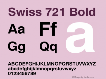 Swiss 721 Bold Version 003.001 Font Sample
