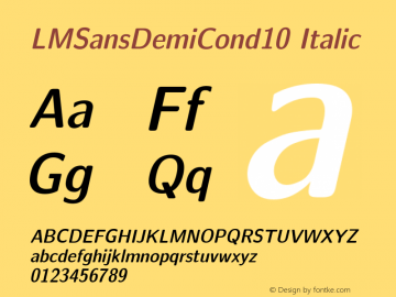 LMSansDemiCond10 Italic Version 0.92 Font Sample