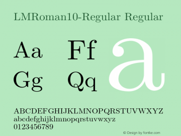 LMRoman10-Regular Regular Version 1.010;PS 1.010;hotconv 1.0.49;makeotf.lib2.0.14853 Font Sample