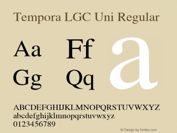 Tempora LGC Uni Regular Version 0.2 Font Sample