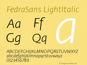 FedraSans LightItalic Version 001.000 Font Sample