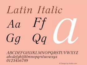 Latin Italic Version 11 - 26.07.2006 Font Sample