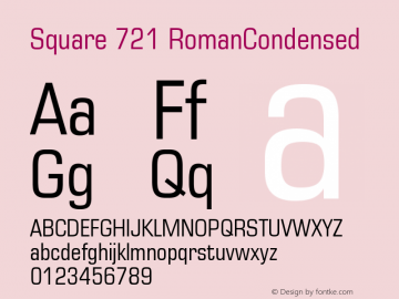 Square 721 RomanCondensed Version 003.001 Font Sample